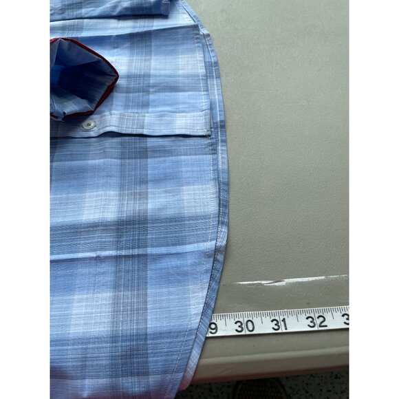 Flag and Anthem MadeFlex Mens M Blue Plaid Button Down Shirt Stretch Wicking - Picture 7 of 7